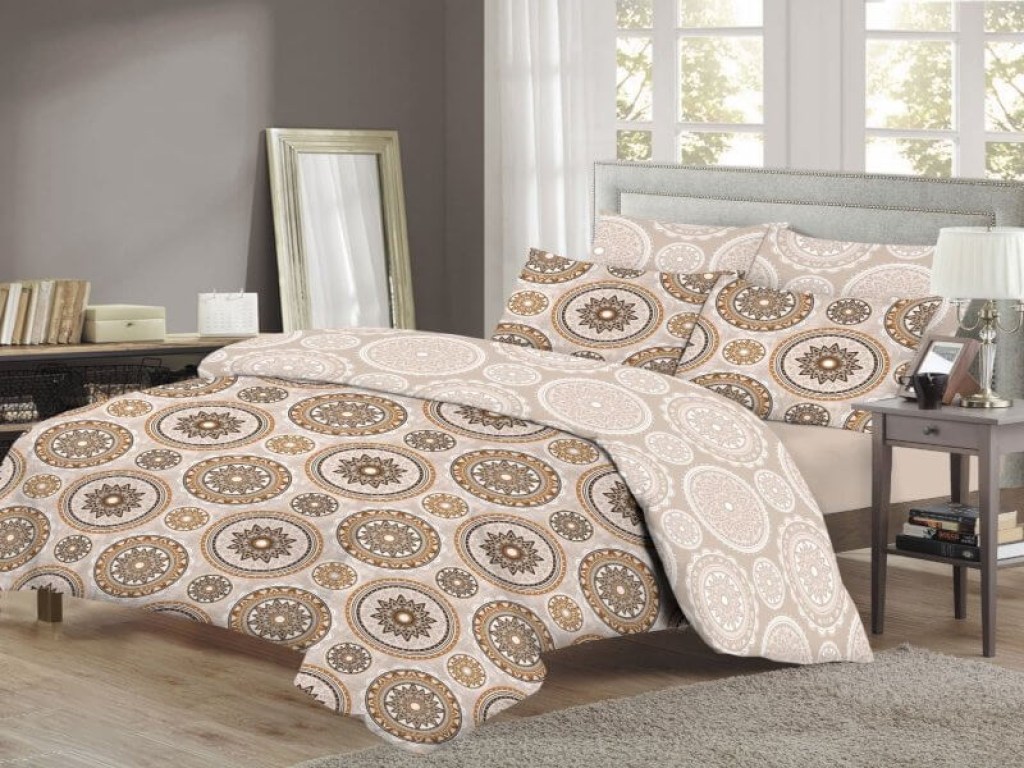 Σετ Σεντόνια Βαμβακερά Δίχρωμα Μπεζ-Καφέ Έθνικ Γαρύφαλλο | Γαρύφαλλο - Λευκά Είδη